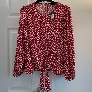 Floral blouse with front tie